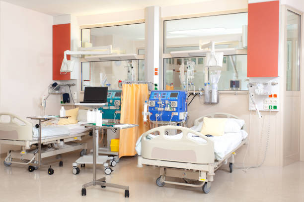 istock empty beds on dialysis station in hospital 184402528