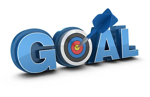 Photo of 3D Word GOAL with Target and Dart