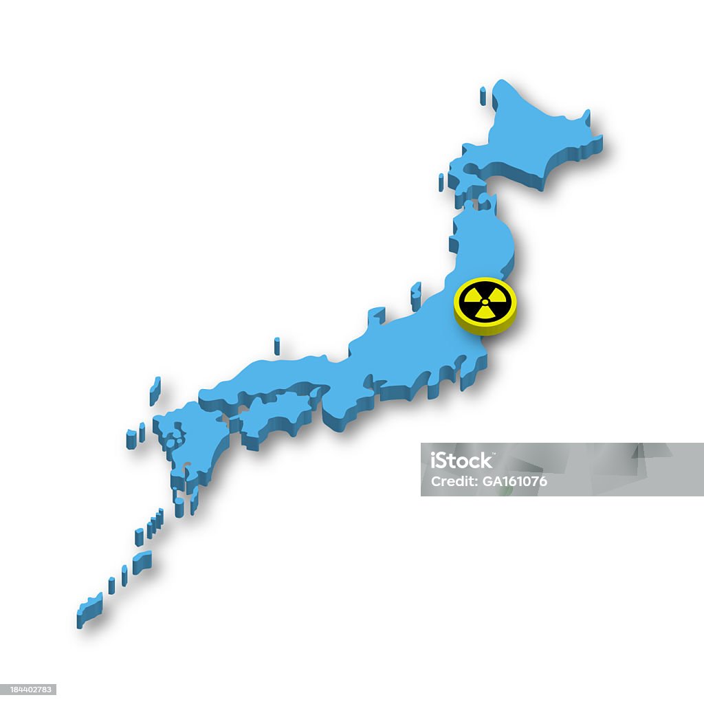 3 D карта Японии с лучевой "Фукусима - Стоковые фото Преф�ектура Фукусима роялти-фри