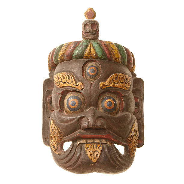 istock Tibetian mask isolated on white background 184403141