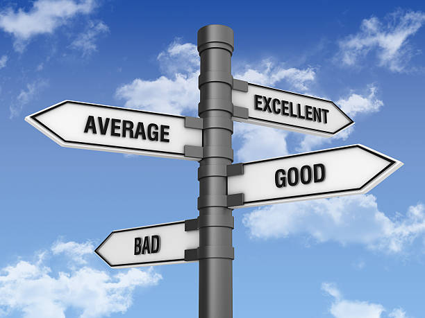 istock Directional Sign with Excellent Average Good Bad Words 184403144