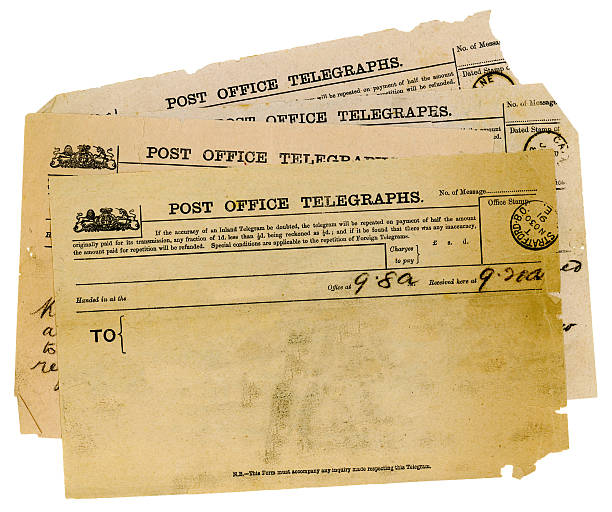 istock Group of Victorian telegrams, top one blank 184403506