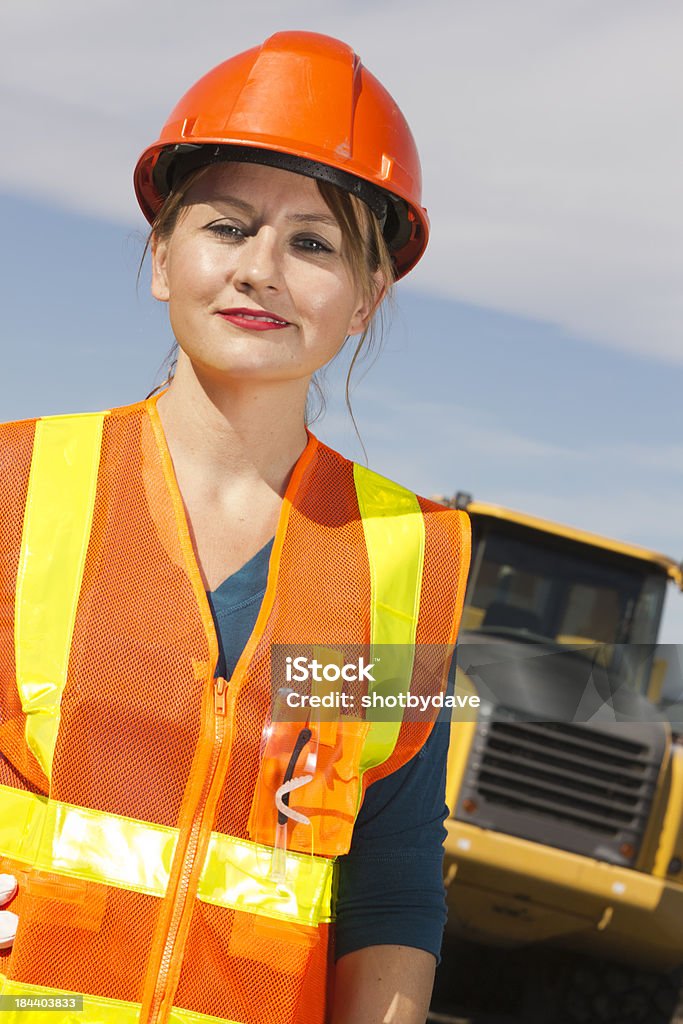 Hembra Trabajador de construcción - Foto de stock de Accesorio de cabeza libre de derechos