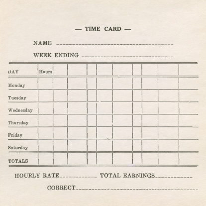 vintage time card with the name of the company removed