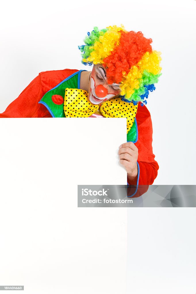 Happy clown Blick auf leere banner mit Platz für Text - Lizenzfrei Aufführung Stock-Foto