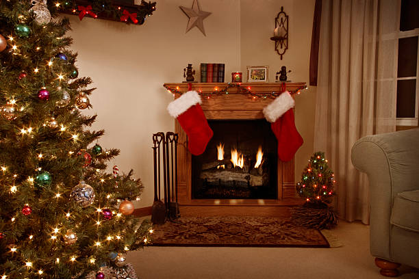 istock Traditional Christmas living room 184404763
