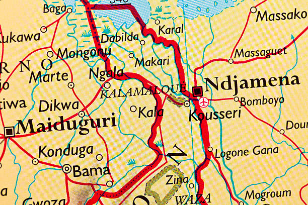 istock Maiduguri, Nigeria and Ndjamena, Chad map 184404899