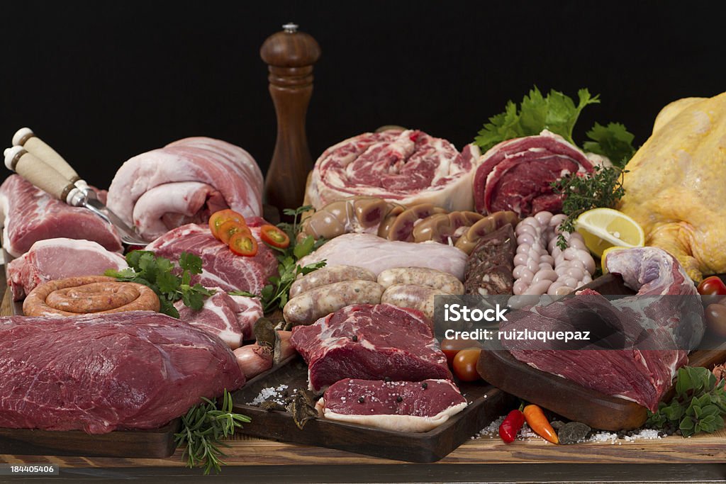 Un assortiment de fruits à base de viande - Photo de Boucherie libre de droits