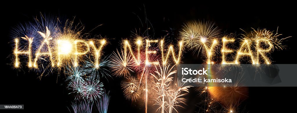 Glitzernde Frohes neues Jahr mit Feuerwerk - Lizenzfrei Abstrakt Stock-Foto