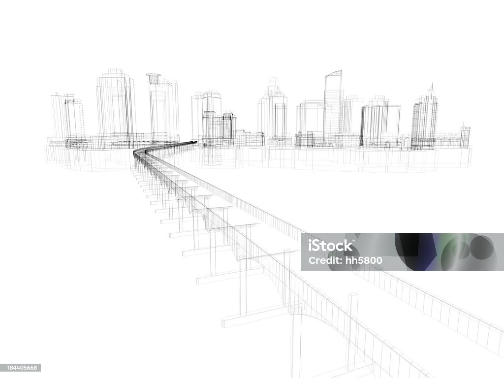 Arranha-céu de construção Modelo Arquitetónico em modelo de arames 5 - Royalty-free Cidade Foto de stock