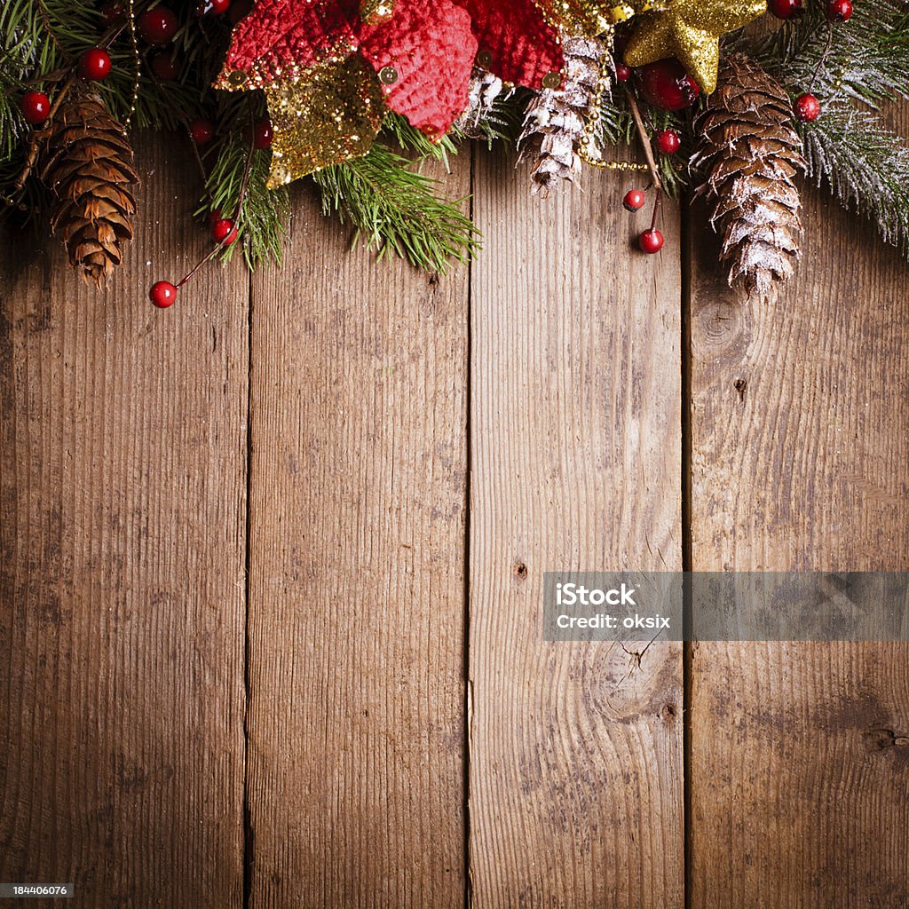 Christmas border design Christmas border design on the wooden background Backgrounds Stock Photo