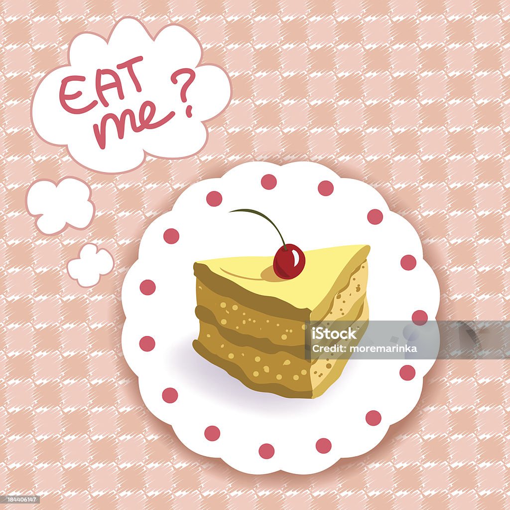 Kawałek ciasto na tle kratkę - Grafika wektorowa royalty-free (Ciasto)
