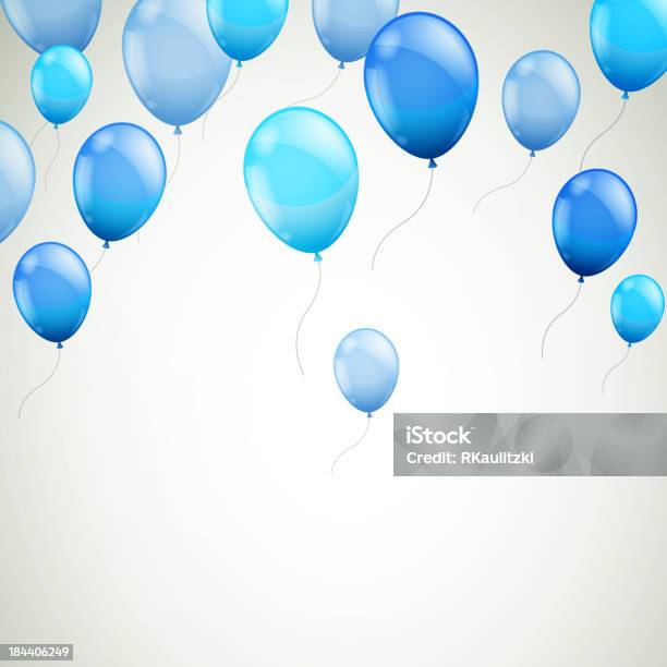 Vetores de Vetor Fundo Com Balões De Azul e mais imagens de Azul - Azul, Balão - Decoração, Balão com gás hélio