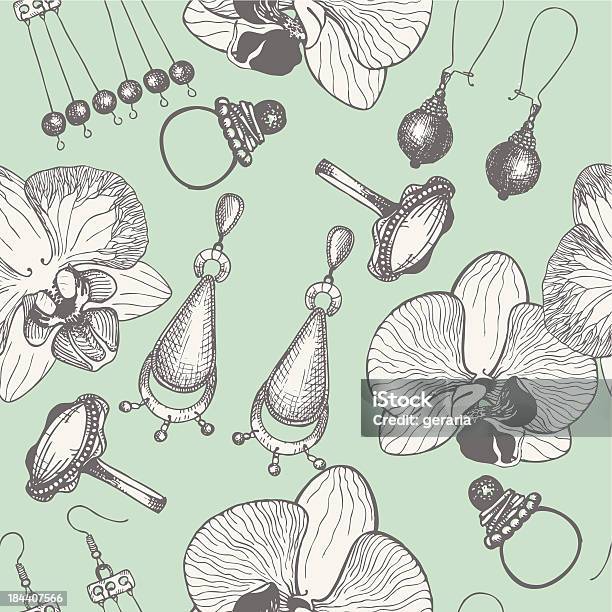 Ilustración de Vintage Patrón Sin Costuras Con Flores De Orquídea Joyería Y Gráfico y más Vectores Libres de Derechos de Abstracto