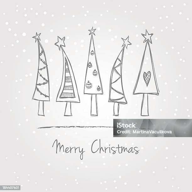Christmas Trees Doodle Stock Illustration - Download Image Now - Celebration, Christmas, Christmas Decoration