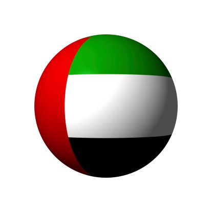 Flag of Kuwait waving in the wind in Kuwait City.
