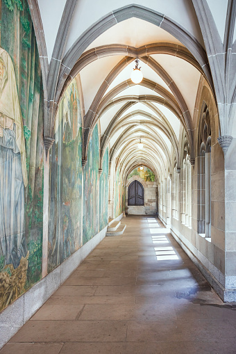 Fraumunster courtyard and arches in Zurich Switzerland