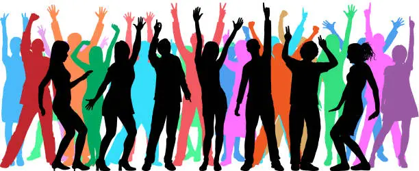 Vector illustration of Colorful Crowd of People (All People Are Complete and Moveable)