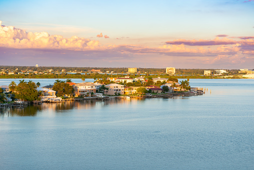 beautiful evening seaside scenery at Clearwater Beach, Tampa Florida, US