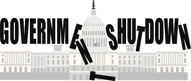 washington dc capitol government shutdown vector illustration - government shutdown stock illustrations