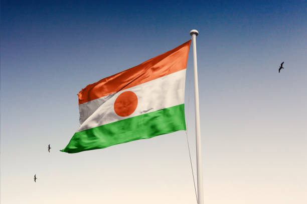 Niger flag isolated on the sky with clipping path.
