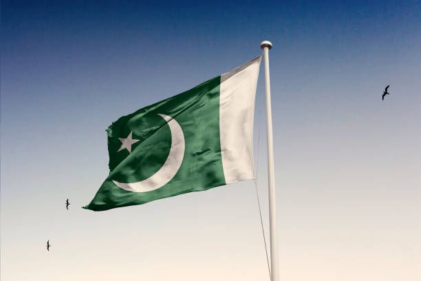 istock Pakistan flag fluttering in the wind on sky. 1844150929