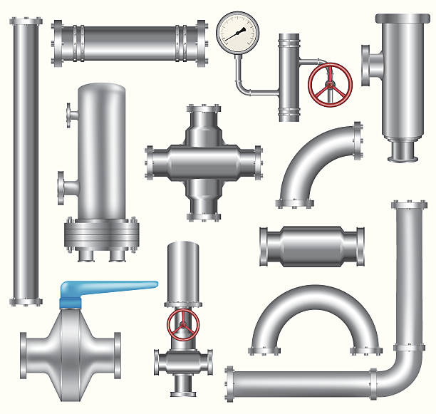 illustrazioni stock, clip art, cartoni animati e icone di tendenza di elementi della pipeline - chemical refinery industry natural gas