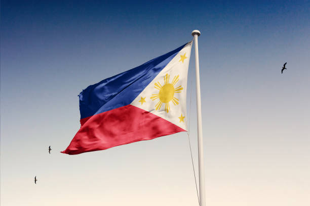 istock Philippines flag fluttering in the wind on sky. 1844153022