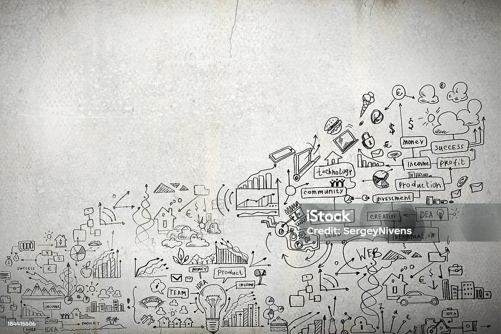 Business plan image Business plan image with collage hand drawings Achievement Stock Photo