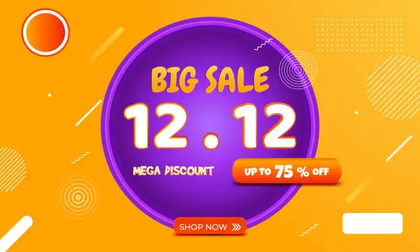 Vector illustration of 12 12 Shopping sale banner background design