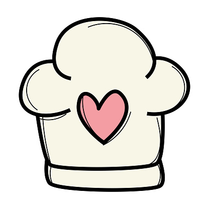 Chef cook hat cartoon illustration. Can be used for kids or baby prints, stickers, cards, nursery, apparel, teaching media, scrap book elements, party supply, baby shower and more