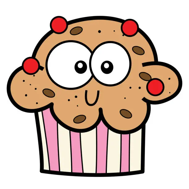 Vector illustration of Funny cupcake cartoon illustration