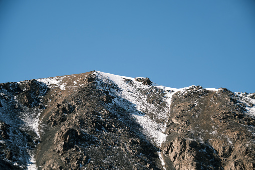 Detail view of winter Tien Shan mountains