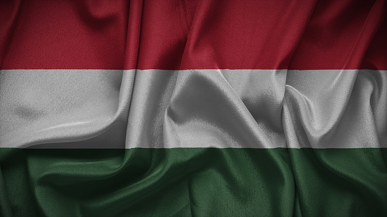 3d illustration flag of Hungary. Close up waving flag of Hungary.