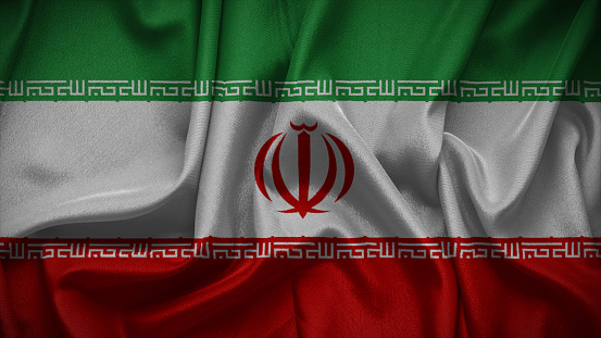 3d illustration flag of Iran. Close up waving flag of Iran.