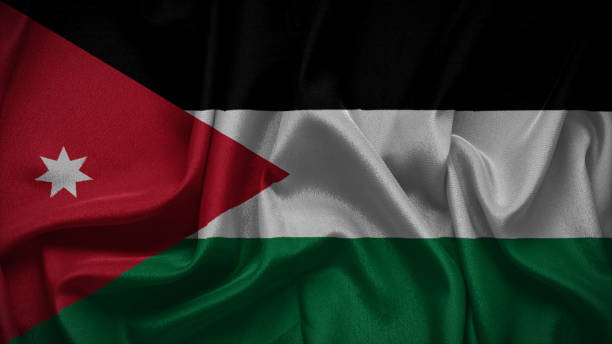 istock Close-up view of Jordan National flag. 1844183142