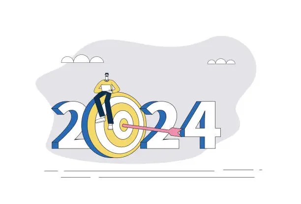 Vector illustration of Work towards your 2024 job goals.