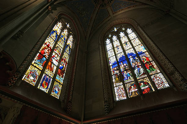 istock Switzerland, Geneva, stained glass window in the Cathedral 184423287