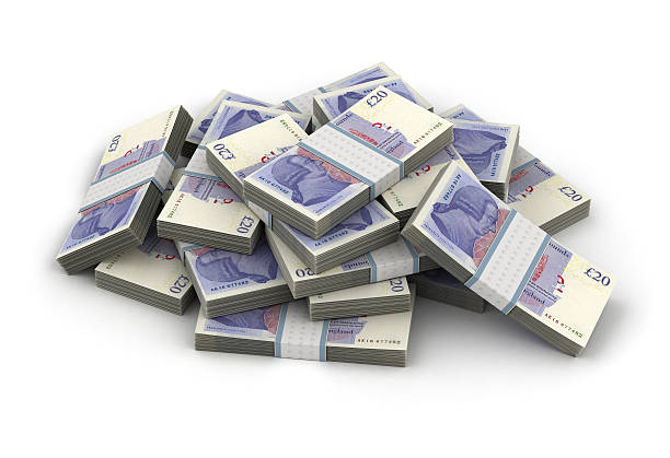 pila di tasto - british currency pound symbol currency stack foto e immagini stock