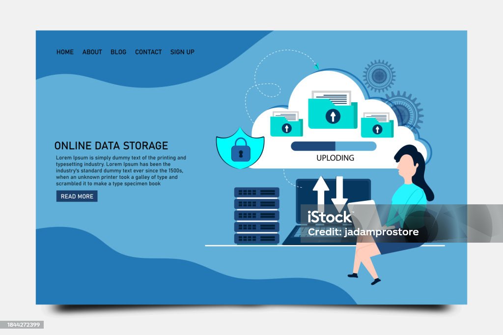 Uploading Big Data On Cloud Server Securing Data Concept Stock ...