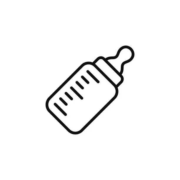 Vector illustration of Baby milk bottle line icon isolated on white background