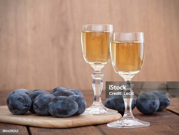 Brandy Or Schnapps With Fresh And Tasty Plum Stock Photo - Download Image Now - Agriculture, Alcohol - Drink, Autumn