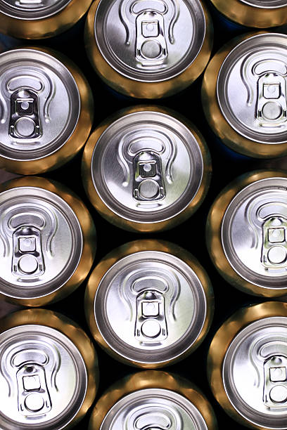 Much of drinking cans stock photo