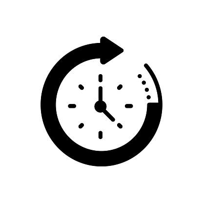 Icon for since, time, repeat, afterward, ago, already, later, refresh, therefore, updates, clock, rotation, clockwise