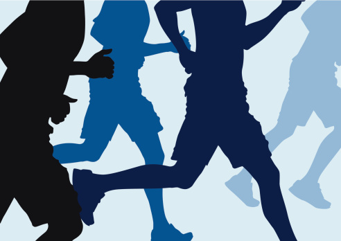 Vector illustration of a group of men Running in a cross country run. Hi-res Jpeg, PNG and PDF files included.
