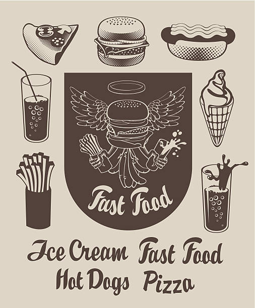 fast food zestaw - kitchen herb stock illustrations