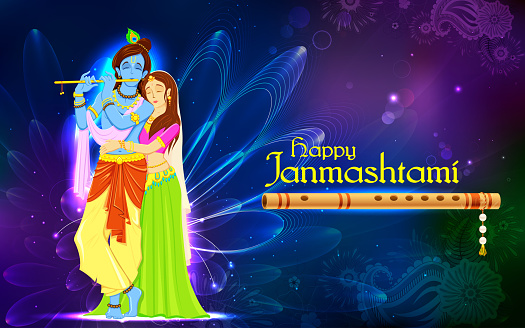 Radha And Lord Krishna On Janmashtami Stock Illustration - Download Image  Now - Krishna, Radha, Celebration Event - iStock