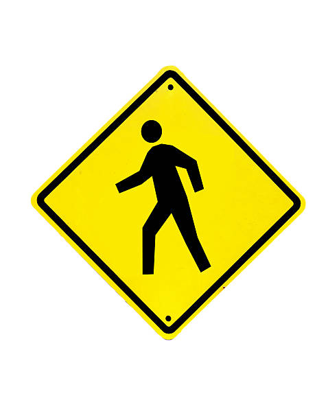 istock Pedestrian traffic warning sign on a white background 184435397