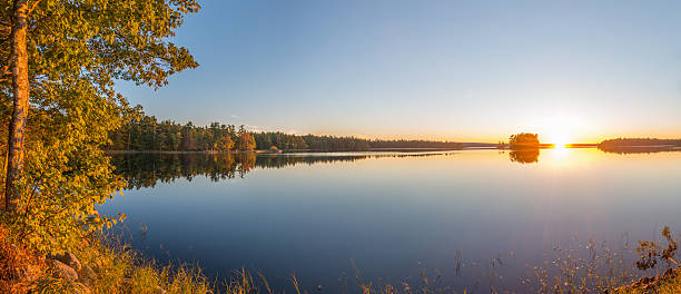 istock Panorama of a sunset on lake 184437331