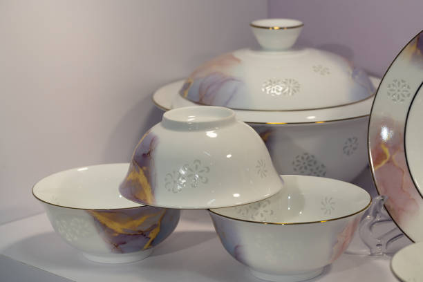 istock Elegant porcelain on the table, everyday ceramic tableware 1844377933